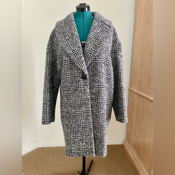 Theory Easy Town Navy Multi Plaid Wool Coat Jacket - Picture 15 of 15